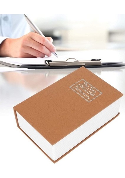 Kilitli Kumbara Kitap Tasarımlı Anahtarlı, Kahverengi, Güvenli ve Şık Tasarım