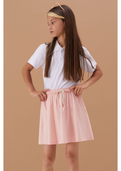 Pembe Lastikli Bel Kız Çocuk Tenis Etek 19135