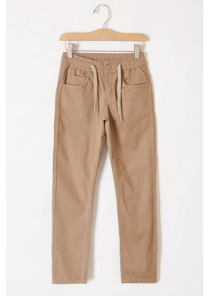 Krem Beli Lastikli Basic Çocuk Okul Pantolonu 19168