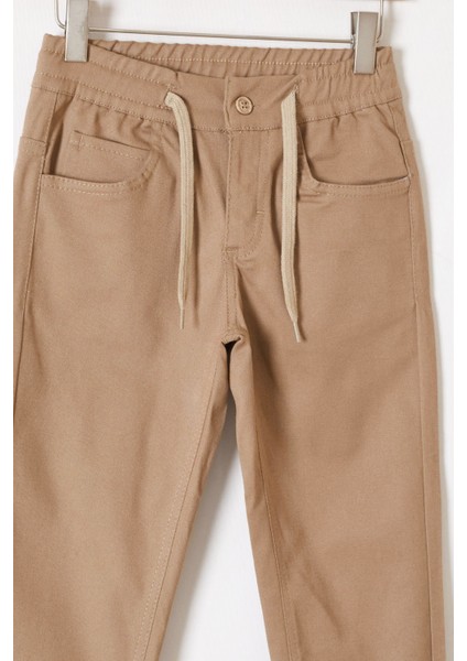 Krem Beli Lastikli Basic Çocuk Okul Pantolonu 19168 modelleri