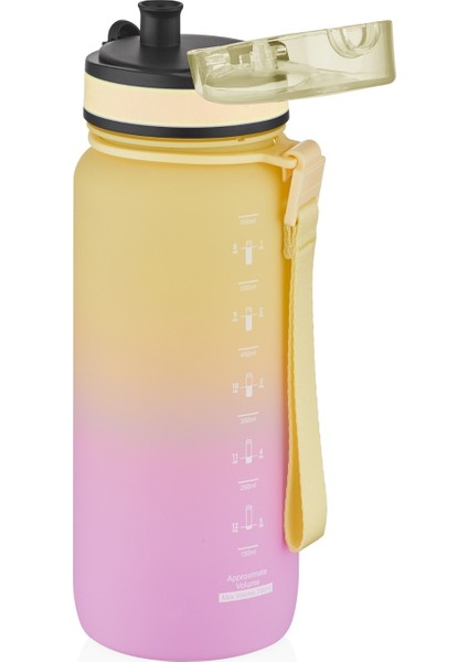 650 ml Yeni Çift Renkli Sızdırmaz Bpa Içermez Kilitlenebilir Kapaklı Motivasyonel Tritan Su Matarası