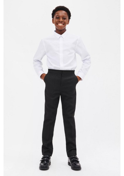 Erkek Çocuk Dokuma Kumaş Beli Lastikli Rahat Regular Trend Okul Pantolonu