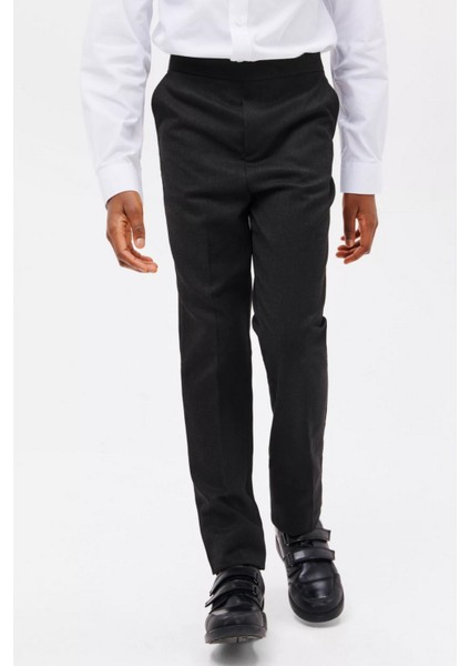 Erkek Çocuk Dokuma Kumaş Beli Lastikli Rahat Regular Trend Okul Pantolonu fiyatları