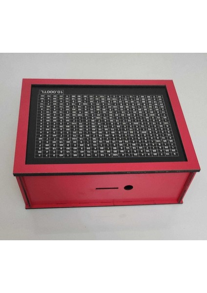Parabox Kumbara, Kırmızı Siyah Renk, Hedef 10.000 TL, Hobi ve Tasarruf Aracı