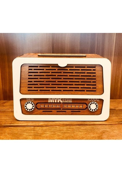 Ahşap Nostaljik Kumbara ve Radyo Dekoratif Set