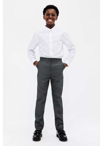 Erkek Çocuk Dokuma Kumaş Beli Lastikli Rahat Regular Trend Okul Pantolonu
