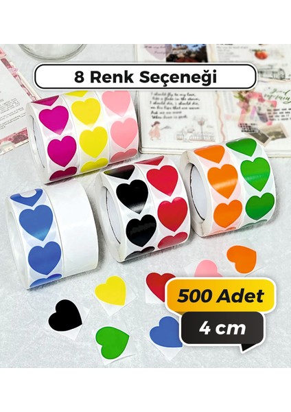 Kalp Kesim Karışık Renkli Çok Amaçlı Etiket 4 cm 500 Adet