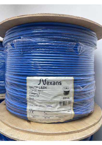 Cat6, 500M, 23AWG , Utp, %100 Bakır, Lszh Halogen Makara (Mavi)