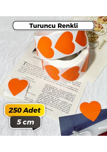 Sb Store Kalp Kesim Turuncu Renkli Çok Amaçlı Etiket 5 cm 250 Adet