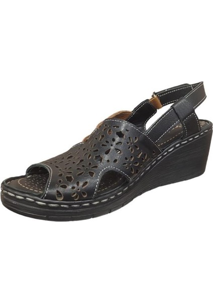 Pepita 9257 Dolgu Topuk Ortopedik Deri Kadın Sandalet modelleri