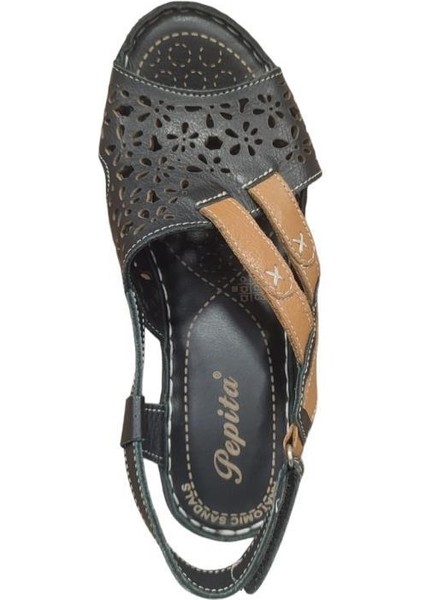 Pepita 9257 Dolgu Topuk Ortopedik Deri Kadın Sandalet fırsatları