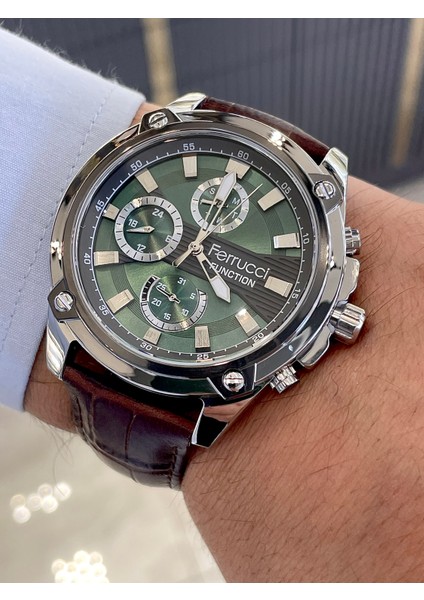 Kordonu Kahverengi Deri Fonksiyonlu Erkek Kol Saati