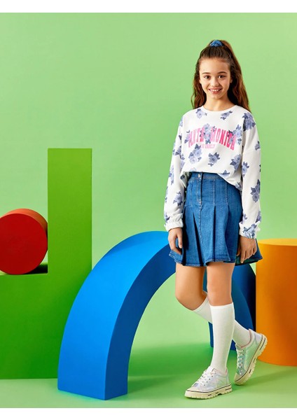 Lcw Kids Basic Pileli Kız Çocuk Jean Etek
