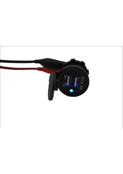 12V 24V Dc USB 2.1A Şarj Port Işıklı Yuvarlak