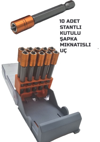 Mıknatıs Şapkalı Uç 10 Adet Kaliteli Güçlü Mıknatıslı Uç PH2X65MM