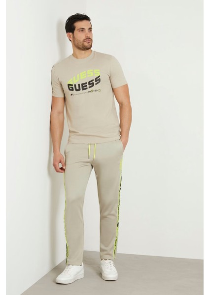 Erkek Guess Önde Logo T-Shirt Bej / Siyah