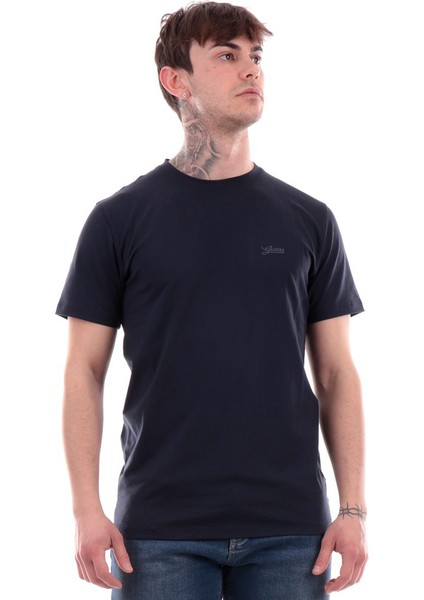 Erkek Guess Pima Basic T-Shirt - Lacivert