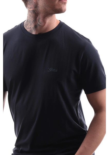 Erkek Guess Pima Basic T-Shirt - Lacivert