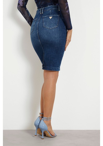 Kadın Guess Denim Midi Etek - Mavi modelleri
