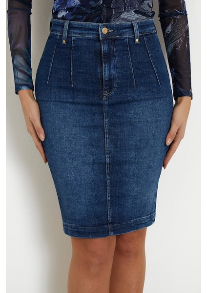 Kadın Guess Denim Midi Etek - Mavi fırsatları