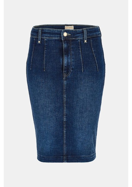 Kadın Guess Denim Midi Etek - Mavi indirimleri
