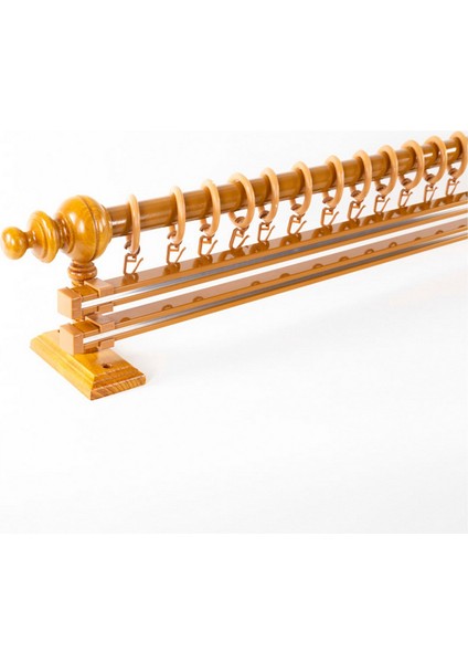 Çift Raylı Ahşap Rustik Perde Askısı 200 cm