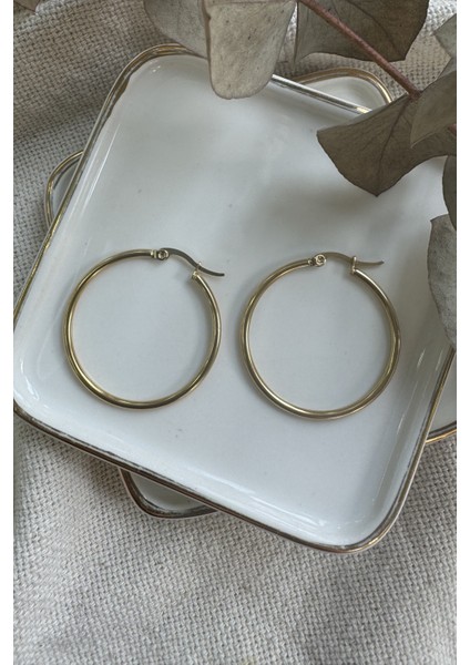 Ince Halka Çelik Küpe 3.5cm