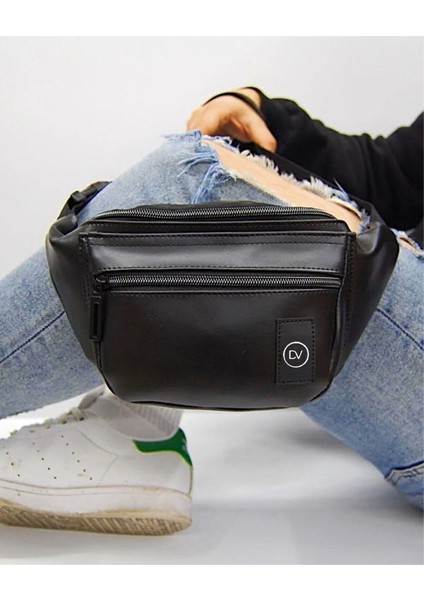 Siyah Unisex Siyah Suni Deri Omuz ve Bel Çantası Evet Suni Deri 1'li Düz Suni Deri Casual/günlük Im