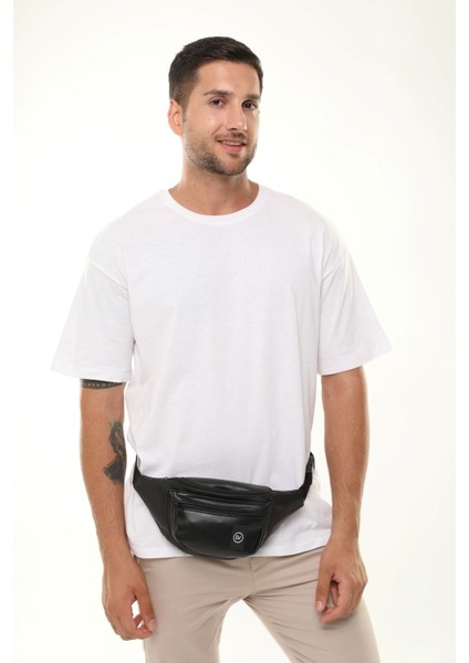 Siyah Unisex Siyah Suni Deri Omuz ve Bel Çantası Evet Suni Deri 1'li Düz Suni Deri Casual/günlük Im