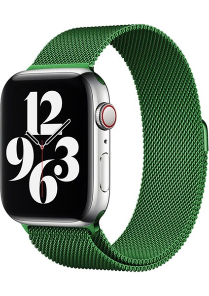 Apple Watch Uyumlu 42MM Metal Mıknatıslı Kordon - Yeşil 13