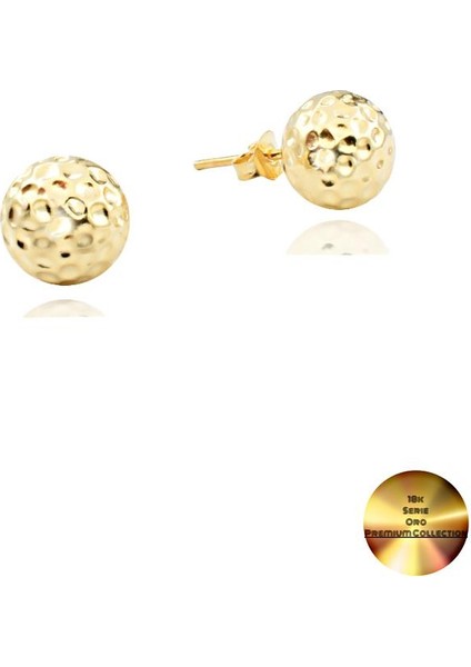 18K Serie Oro Dövme Küre Kadın Gümüş Küpe 9 mm