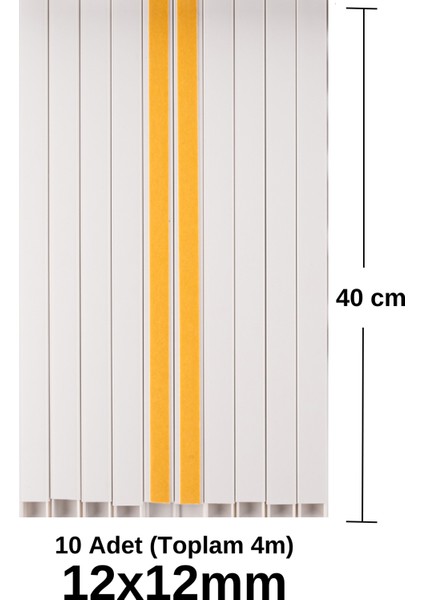 4 Metre (12X12MM) Kedinden Yapışkanlı Kablo Kanalı | 4m (10 Adet x 40CM) Kablo Gizleyici