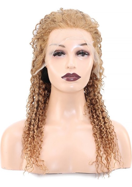 Afro Dalga Ön Dantelli Gerçek Saç Tül Peruk / Balköpüğü / 60/65cm