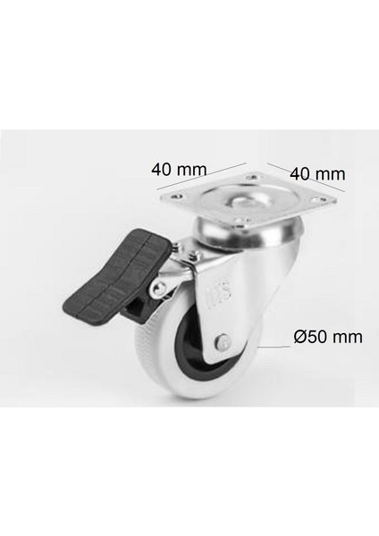 4 Adet Döner Tablalı Frenli Çap 50MM Gri Tekerlek