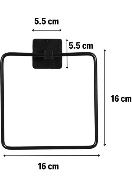 Kendiliğinden Yapışkanlı Siyah Paslanmaz Metal Kare Havluluk