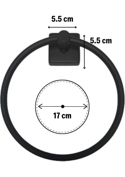 Kendiliğinden Yapışkanlı Siyah Paslanmaz Metal Yuvarlak Havluluk