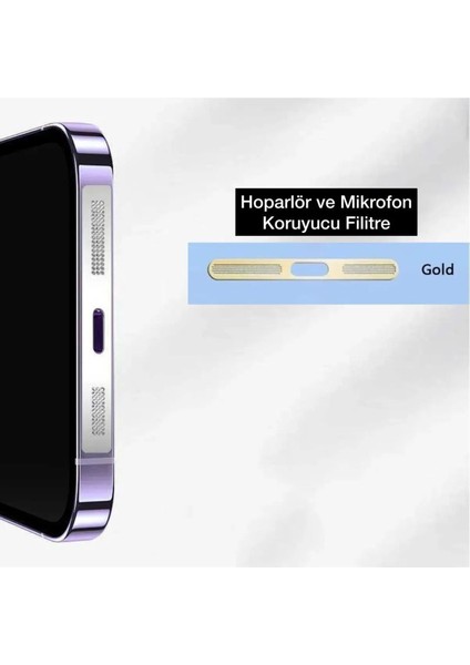 iPhone 12 - 15 Arası Tüm Modeller Ile Uyumlu Hoparlör Toz, Kir Kapama ve Koruma Metal Bant