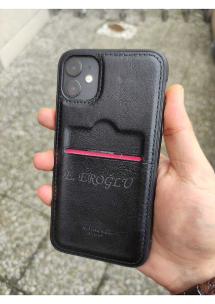 Iphone 15 Pro - Kişiye Isme Özel Kartvizitli Deri Telefon Kılıfı