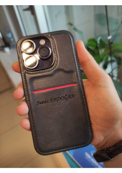 Iphone 15 - Kişiye Isme Özel Kartvizitli Deri Telefon Kılıfı