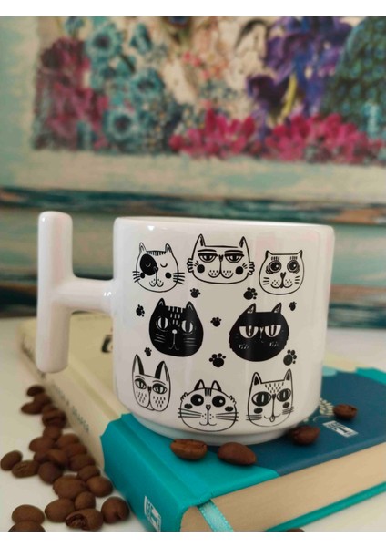 Kedi Baskılı Seramik Kupa