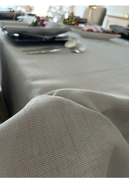 Linen Keten Masa Örtüsü Gri