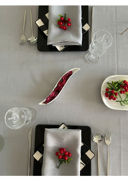 Linen Keten Masa Örtüsü Gri