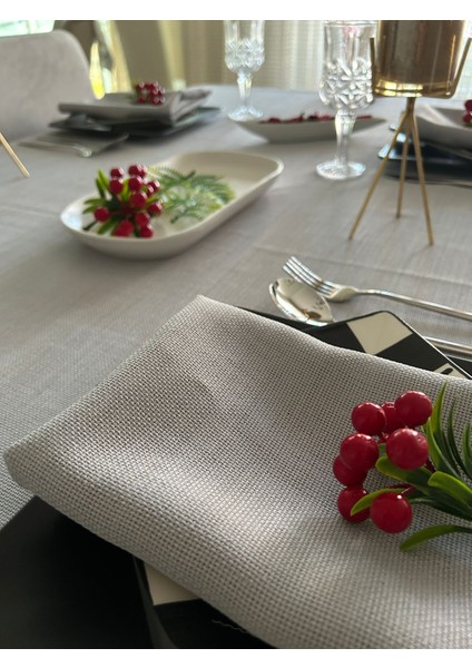 Linen Keten Masa Örtüsü Gri