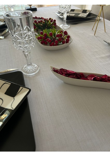 Linen Keten Masa Örtüsü Beyaz