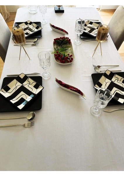 Linen Keten Masa Örtüsü Beyaz