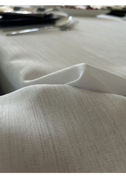 Linen Keten Masa Örtüsü Beyaz