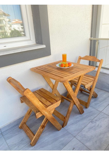 Ahşap Katalnır Bahçe Balkon Masası