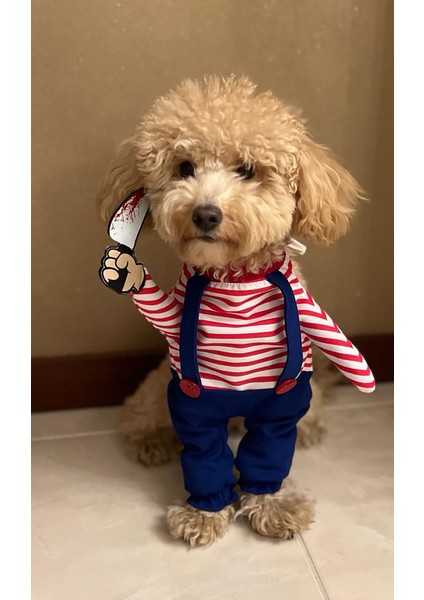 Chucky Katil Bebek Onden Giydirmeli Köpek Kıyafeti Kostümü