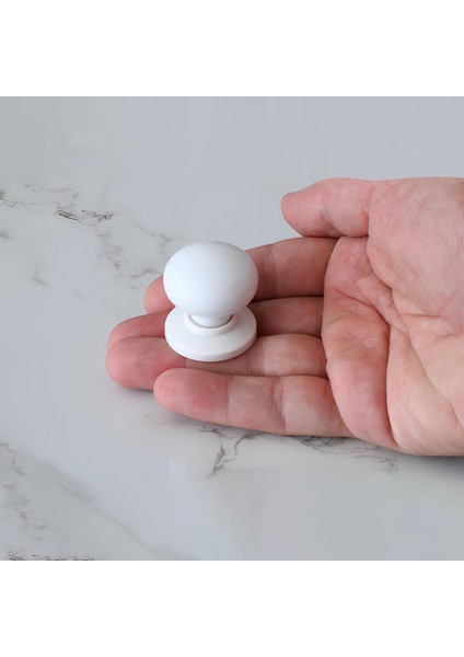 Polimer Düğme Beyaz Tablalı Mobilya Mutfak Dolabı Çekmece Dolap Kapak Kulbu 5 Adet