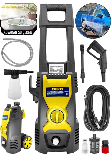 Yüksek Basınçlı 180 Bar Basınçlı Oto Araç Bahçe Yıkama Temizleme Makinesi + Kovadan Su Çekme